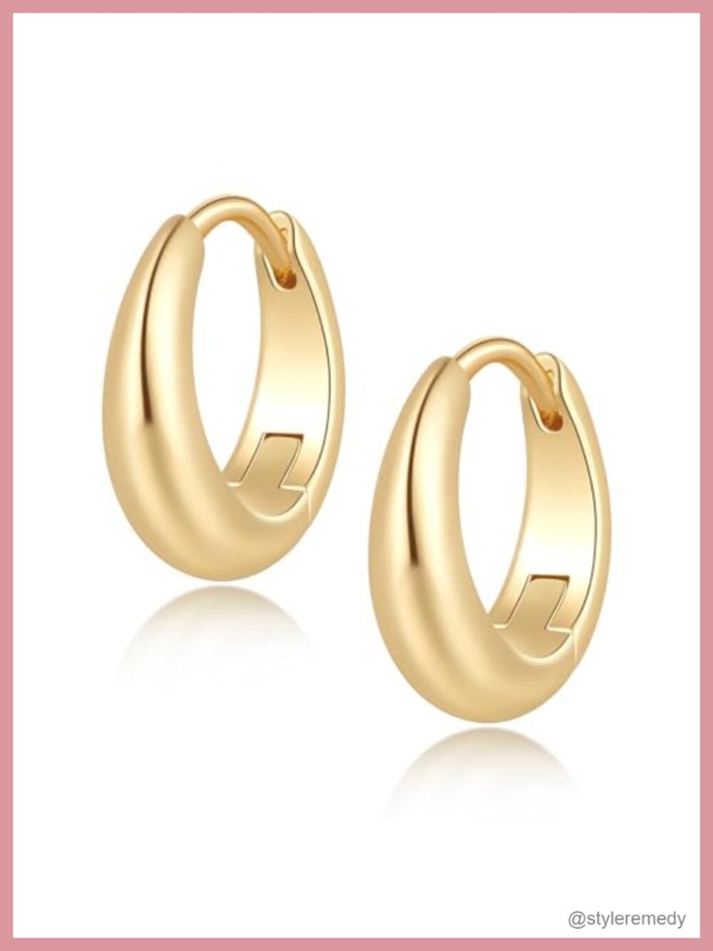 14K Gold Plated Hoop Earrings Push Back 18mm Polished